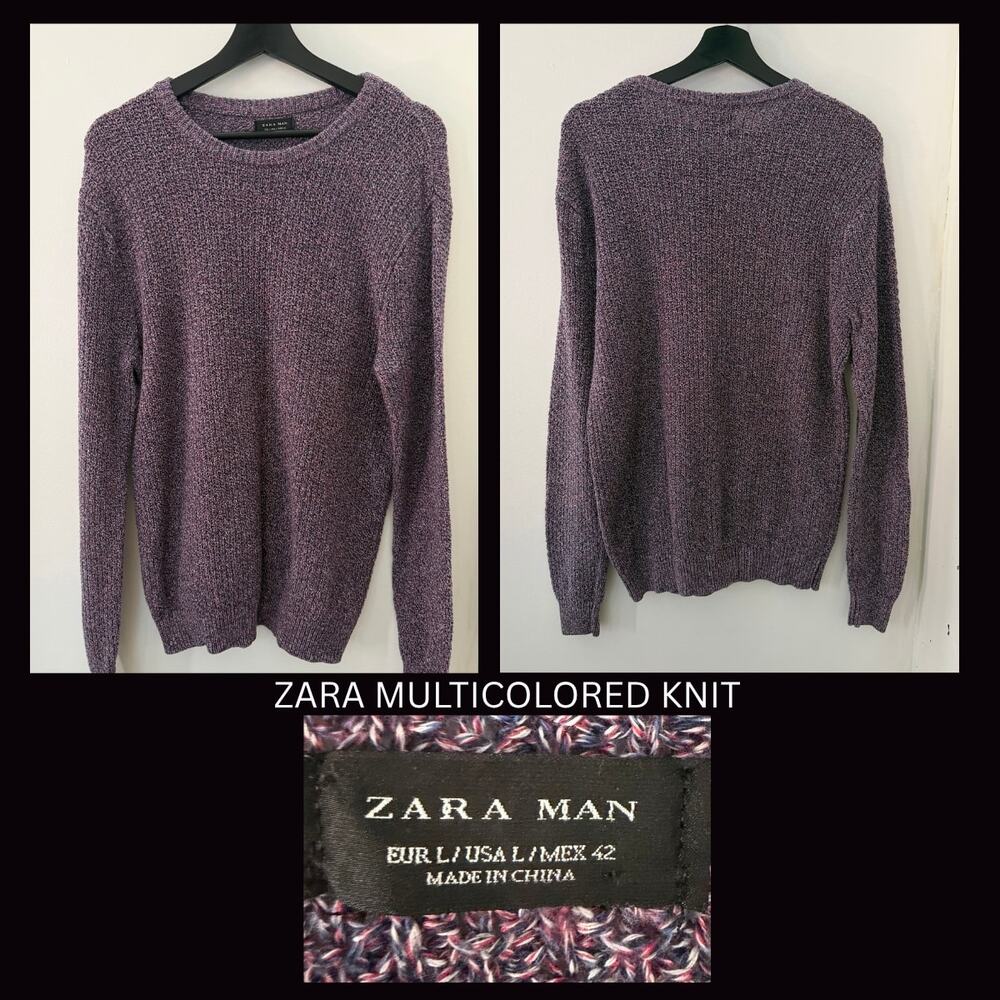 ZARA MAN Multicolor Marled Knit Crewneck Sweater  — MEN’S LARGE